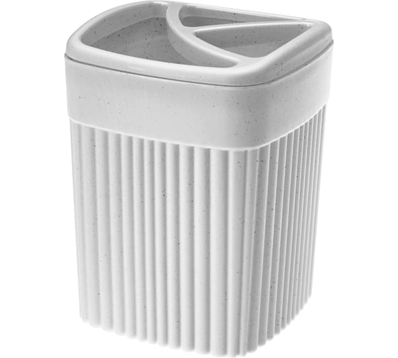 Изображение товара Стакан для зубных щеток Бытпласт Velvet 90х90х119 мм, 0.65 л, светло-серый флэк 433239538