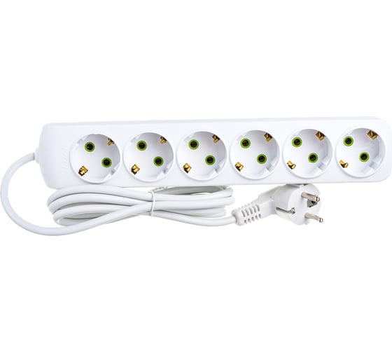 Изображение товара Удлинитель Lezard LETITIA с заземлением 6 входов 2 метра 721-0602-601