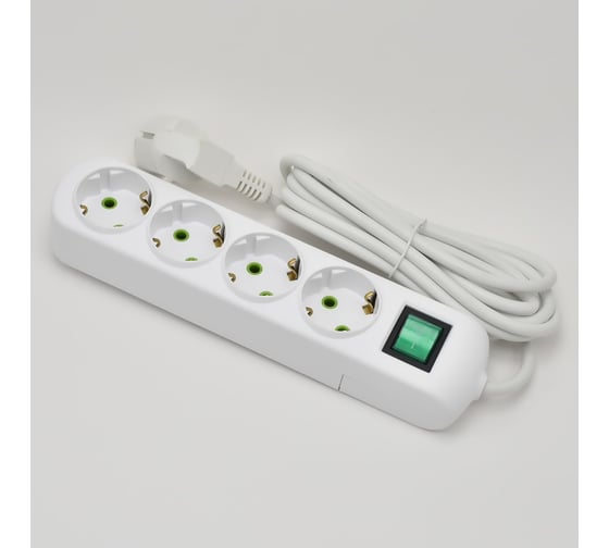 Изображение товара Удлинитель Lezard LETITIA с заземлением 4 входа 3 метра с выключателем 721-0403-402