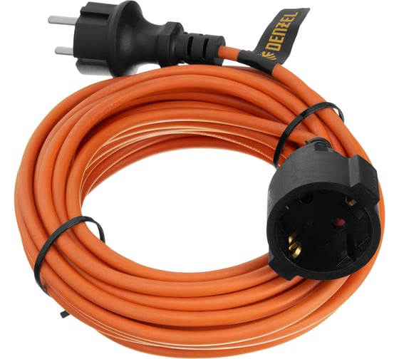 Изображение товара Удлинитель-шнур силовой Denzel Garden Series, ПВС, 10м, 1 розетка, 3х1 мм 37405