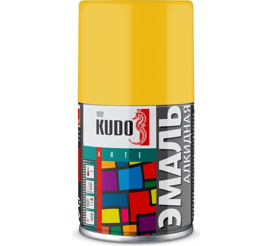 Изображение товара Аэрозольная краска в баллончике KUDO высокопрочная алкидная универсальная глянцевая RAL 1018 жёлтая KU-1013.2