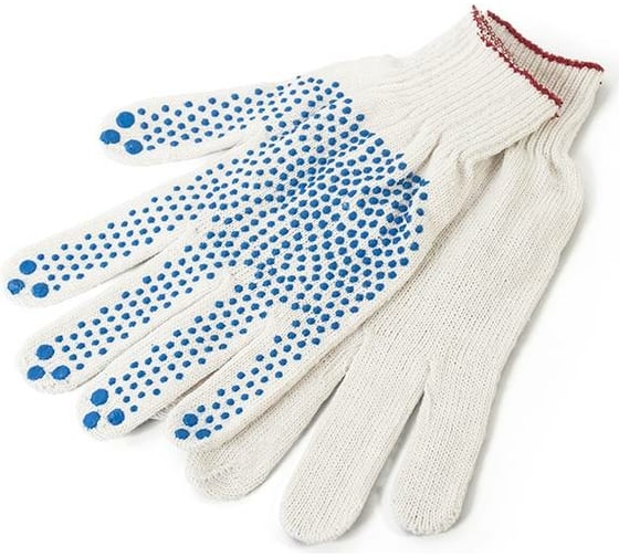 Изображение товара Трикотажные перчатки 1-2-Pro с точечным ПВХ покрытием, 5-ти нитка, 10 класс, белые, ПБХ510