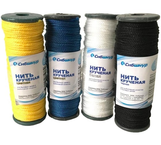 Изображение товара Полипропиленовая крученая нить Сибшнур катушка 100 м, 50 гр, черная 40018