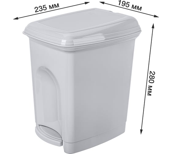 Изображение товара Педальный контейнер для мусора Бытпласт 7л светло-серый 431202630