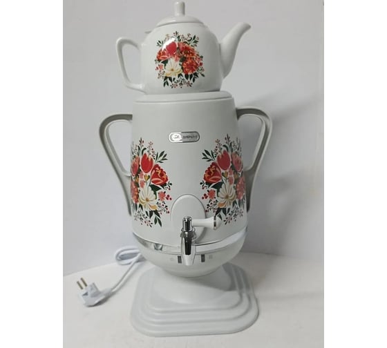 Изображение товара Самовар Добрыня DO-434 4.0 л, цветы на белом, 434