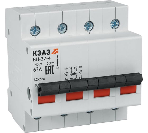 Изображение товара Выключатель нагрузки модульный КЭАЗ ВН-32-463-УХЛ3-КЭАЗ 3 шт 141642