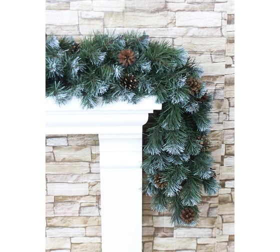 Изображение товара Гирлянда еловая MOROZCO "Рождественская 29" 270 см, зеленая, заснеженная, с шишками ГР-29