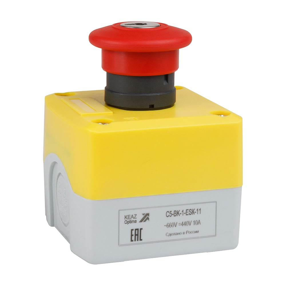 Изображение товара Пост кноп аварийного останова КЭАЗ OptiSignal D22 C5-BK-1-ESK-11 1НО+1НЗ