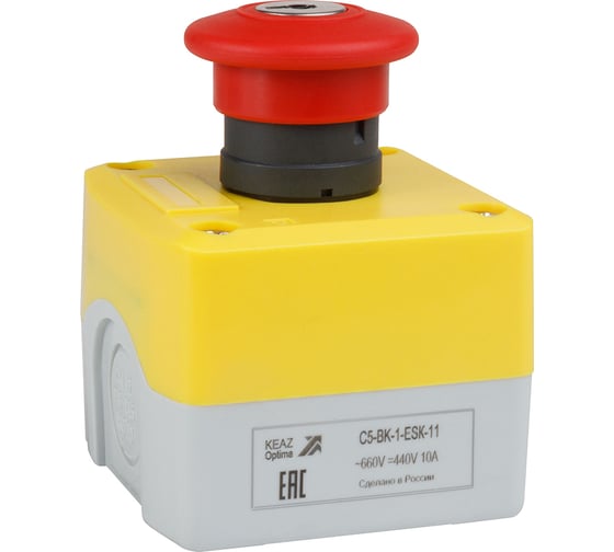 Изображение товара Пост кноп авар стоп КЭАЗ OptiSignal D22 C5-BK-1-ESK-11 1НО+1НЗ с ключом XALK188E 338524
