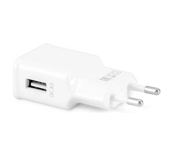 Изображение товара Сетевое зарядное устройство BURO TJ-248W 15W 2.4A (QC) USB-A универсальное белый 478472