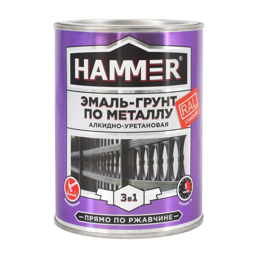 Эмаль-грунт по металлу Hammer губка металлическая hq profiline 8 см 40 г