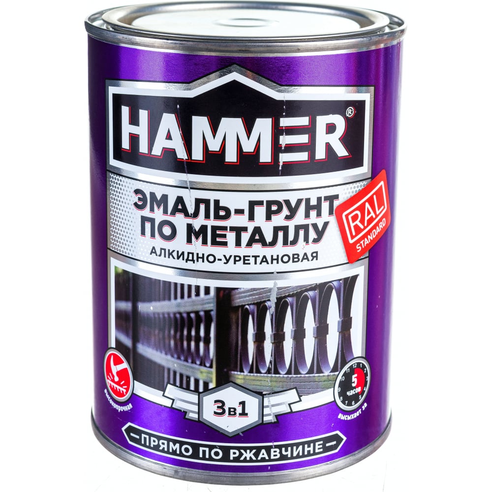 Эмаль-грунт по металлу Hammer саморез по металлу и гипсокартону диаметр 3 5х41 мм 500 шт банка bartex