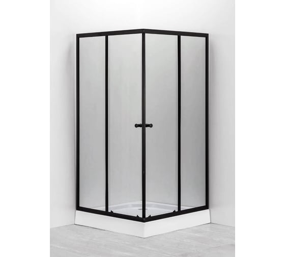 Изображение товара Душевой уголок BauedgeBAU Stil Hit Black с поддоном 100x100х195, прозрачное закаленное стекло, черный профиль TY0039
