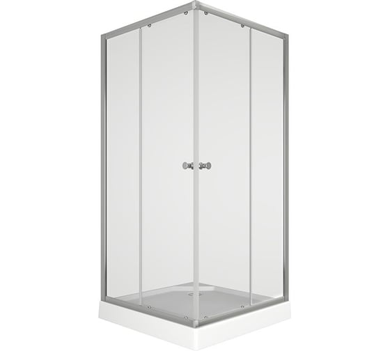 Изображение товара Душевой уголок BauedgeBAU Stil Hit с поддоном 90x90х195, прозрачное закаленное стекло, хромированный профиль TY0035
