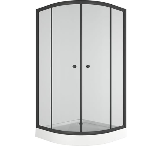 Изображение товара Душевой уголок BauedgeBAU Dream Hit Black с поддоном 100x100х195, прозрачное закаленное стекло, черный профиль TY0031B