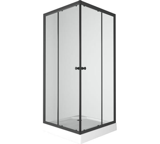 Изображение товара Душевой уголок BauedgeBAU Stil Hit Black с поддоном 80x80х195, рифлёное закаленное стекло, черный профиль TY0037