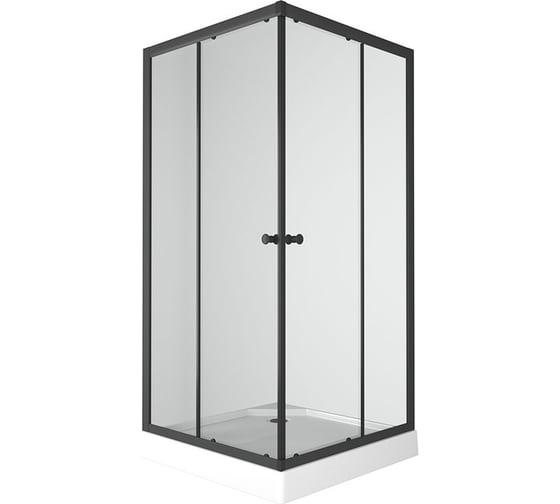 Изображение товара Душевой уголок BauedgeBAU Stil Hit Black с поддоном 90x90х195, прозрачное закаленное стекло, черный профиль TY0038