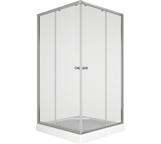 Изображение товара Душевой уголок BauedgeBAU Stil Hit с поддоном 100x100х195, прозрачное закаленное стекло, хромированный профиль TY0036