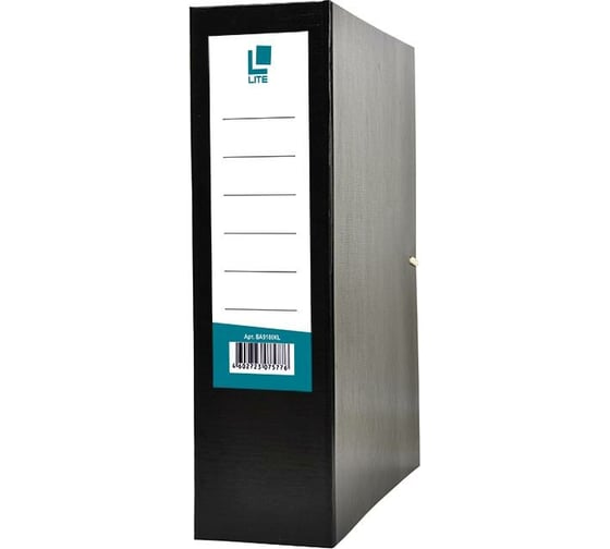 Изображение товара Архивный короб LITE 240х310х80 мм А4 черный бумвинил разобранный ВА9180KL