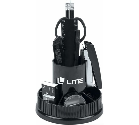 Изображение товара Настольный набор LITE БАШНЯ вращающийся, 12 предметов, черный, пластик DOL03-12/Bk