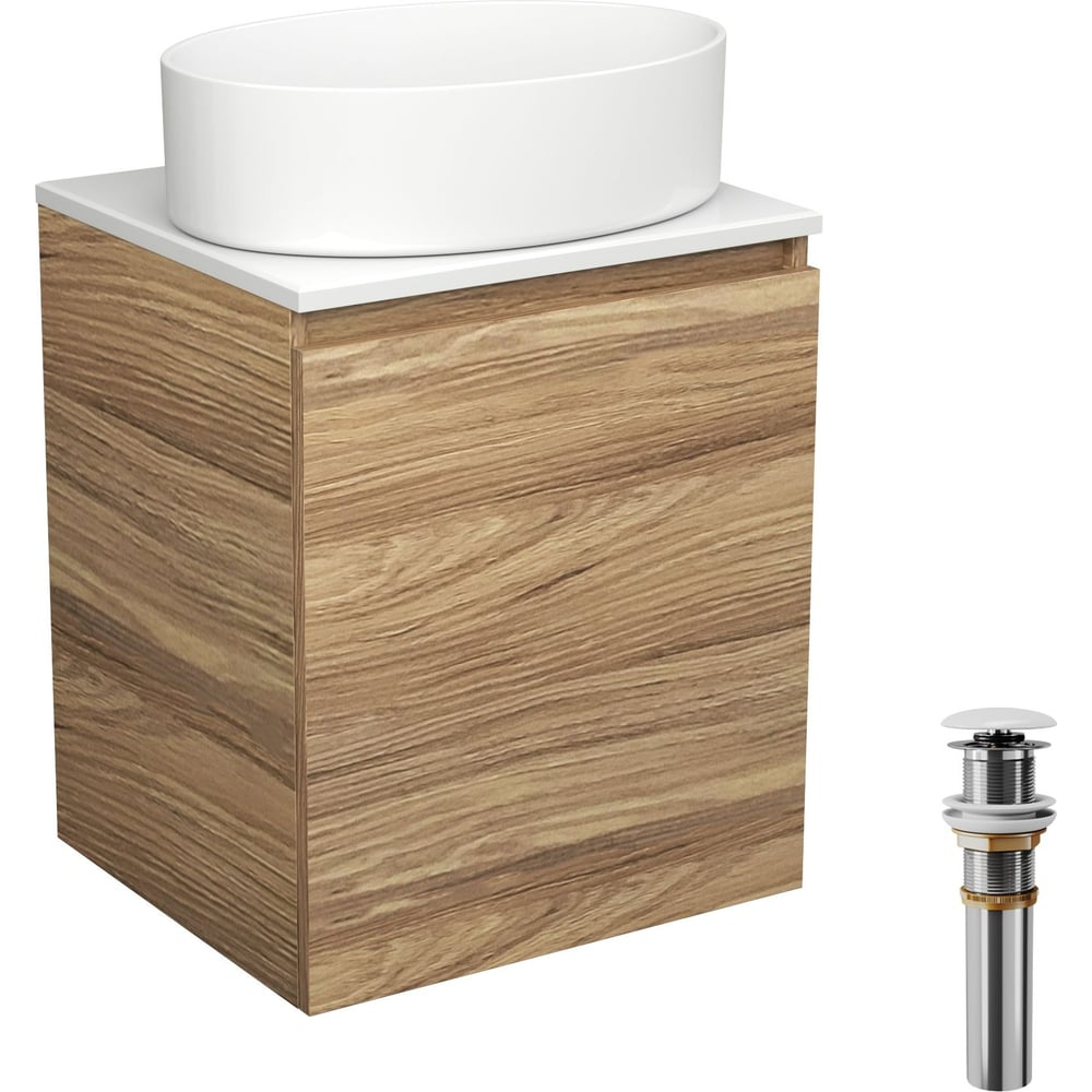 Изображение товара Тумба Bauedge Bau Dream Blackwood 50 с дверцей, раковина BAU Nimb 50х36, выпуск клик клак белый SD3039