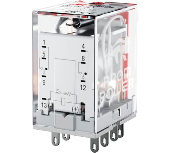 Изображение товара Электромеханическое реле Prompower Двухполюсное Номинальный ток 10А, управление 24VAC, PMY2N AC24 PMY2NAC24