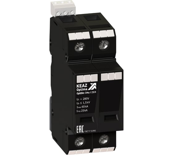 Изображение товара Ограничитель импульсных перенапряжений (УЗИП) КЭАЗ OptiDin OMu-I-1-280/25/X 114288