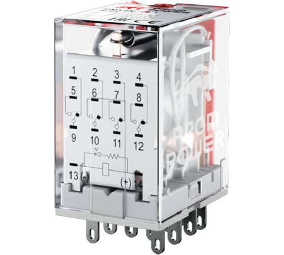 Изображение товара Электромеханическое реле Prompower Четырехполюсное Номинальный ток 5А, управление 24VAC, PMY4N AC24 PMY4NAC24