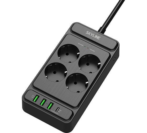 Изображение товара Сетевой фильтр SKYLINE с USB зарядкой USP-420 Black PD3.0 S00003689