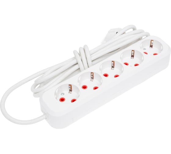 Изображение товара Удлинитель бытовой SLP electrics с заземлением, 5 гнезд, 3 метра, IP20, 10А, 2200 Вт, ПВС 3х1,0, от +1С до +35С 3203-00030