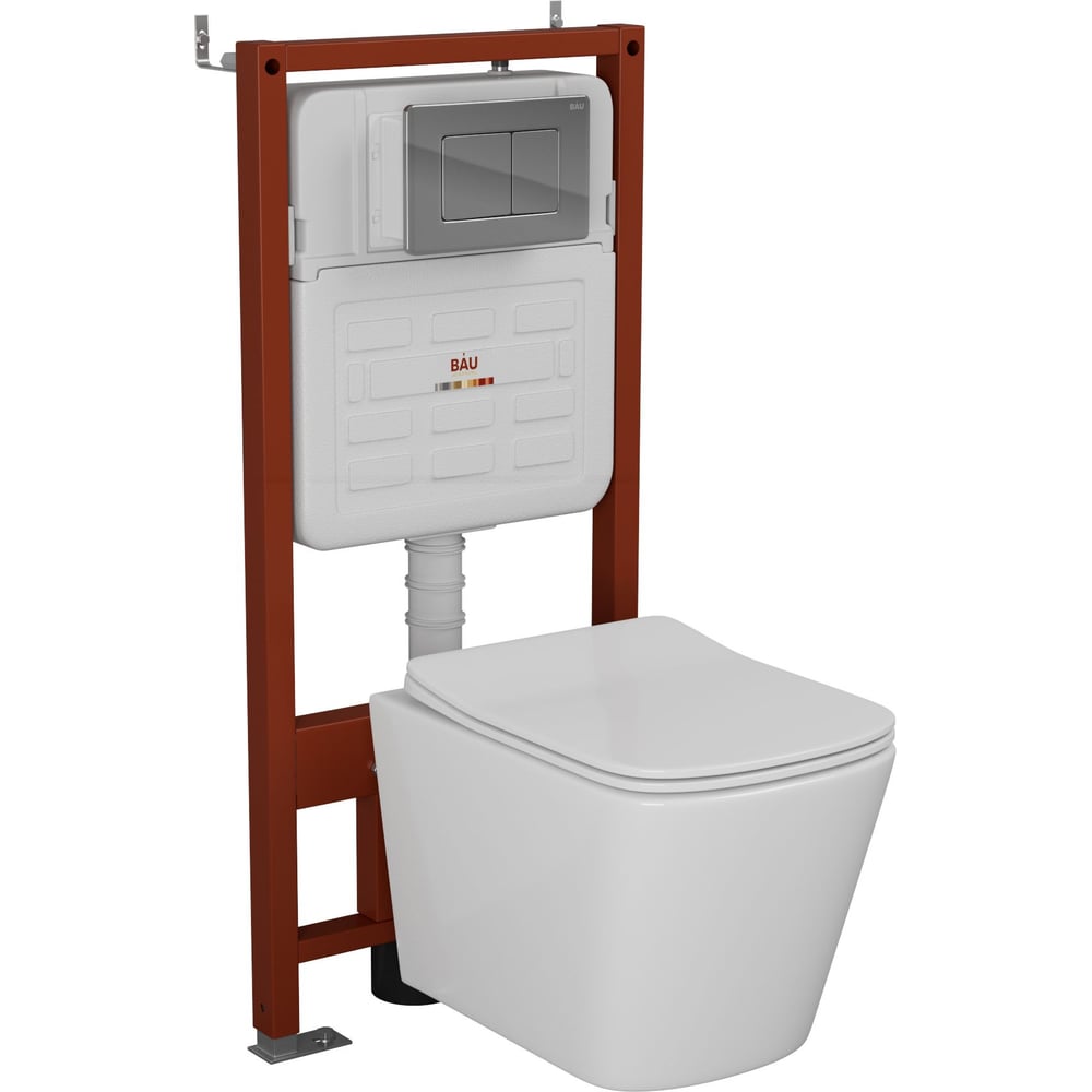 Изображение товара Комплект Bauedge BAU 6 в 1 с подвесным унитазом Bau Stil 51х35 и инсталляцией