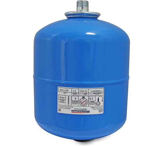 Изображение товара Гидроаккумулятор 100 л вертикальный с патрубком 1" — мембранный бак для систем водоснабжения и насосных станций Millennium BGV100