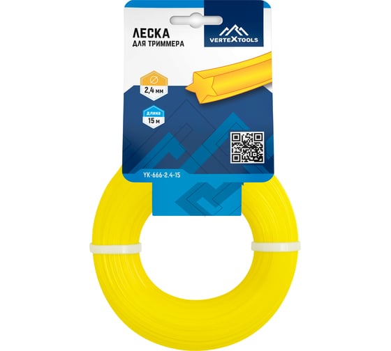 Изображение товара Леска (2.4 мм; 15 м; звезда) для триммера vertextools YK-666-2.4-15