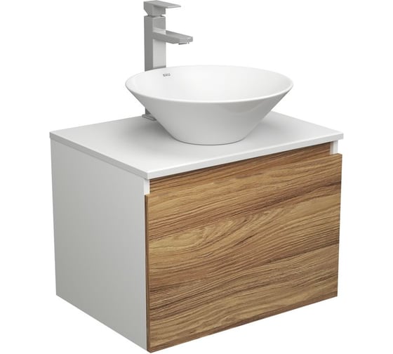 Изображение товара Комплект для ванной Bauedge 3 предмета (тумба Bau Dream Blackwood 60 + раковина BAU Dream D43, белая, смеситель высокий Hotel Still) BD1670