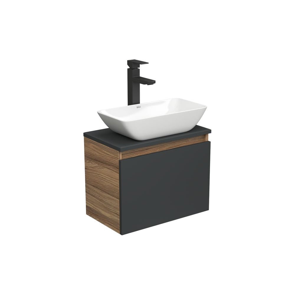 Изображение товара Комплект для ванной Bauedge 3 предмета с тумбой, раковиной, смесителем