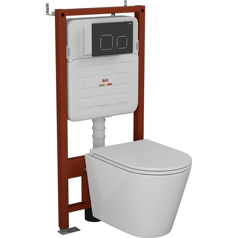 Изображение товара Комплект унитаза подвесной безободковый и инсталляция Bauedge Nimb Hurricane-2