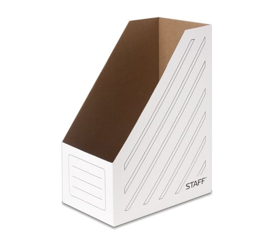 Изображение товара Лоток для бумаг Staff вертикальный 260х320мм увелич. ширина 150 мм, до 1400 л, микрогофрок, белый, 20 шт 128884