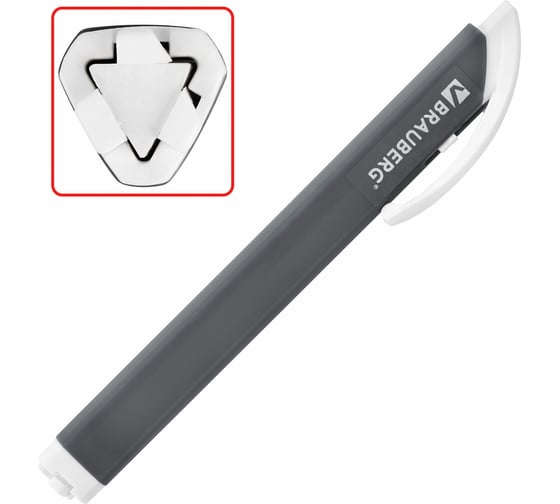 Изображение товара Выдвижной ластик + 2 сменных ластика BRAUBERG TRIOS, 124х12х12 мм, графитовый корпуc 272692