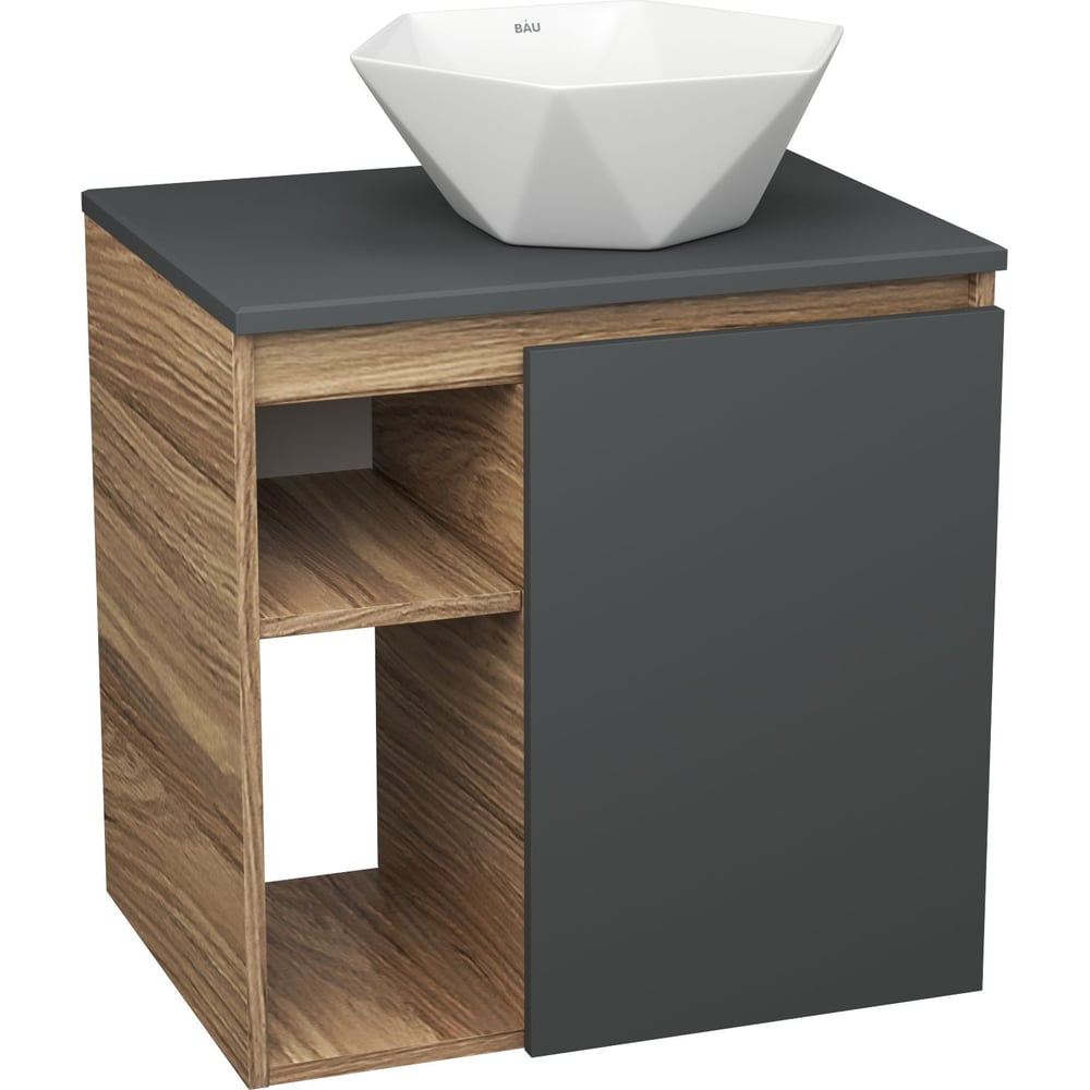 Изображение товара Тумба Bauedge Bau Dream Blackwood 60 правая с раковиной BAU Crystal 40х40