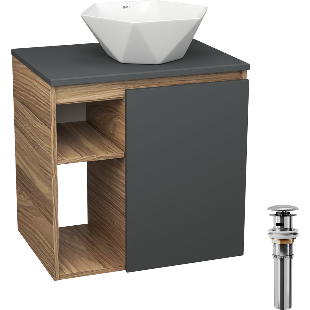 Изображение товара Тумба Bauedge Bau Dream Blackwood 60 с раковиной BAU Crystal