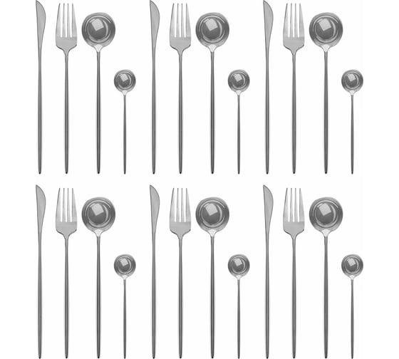 Изображение товара Набор столовых приборов DASWERK UNIQUE 24 шт., 6 персон, серебристый, нержавеющая сталь 609072