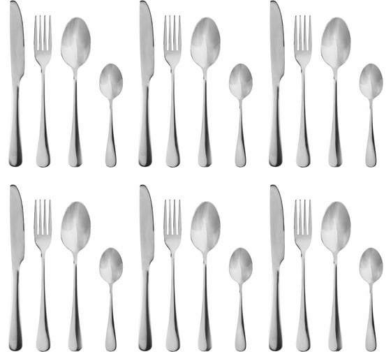 Изображение товара Набор столовых приборов DASWERK PREMIUM 24 шт., 6 персон, серебристый, нержавеющая сталь 609073
