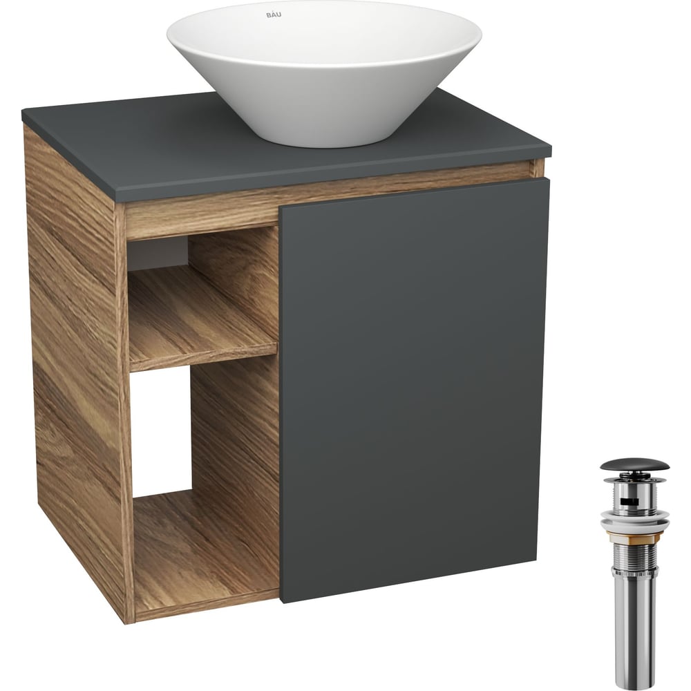 Изображение товара Современная тумба с раковиной Bauedge Bau Dream Blackwood 60 правая Изображение товара Современная тумба с раковиной Bauedge Bau Dream Blackwood 60 правая