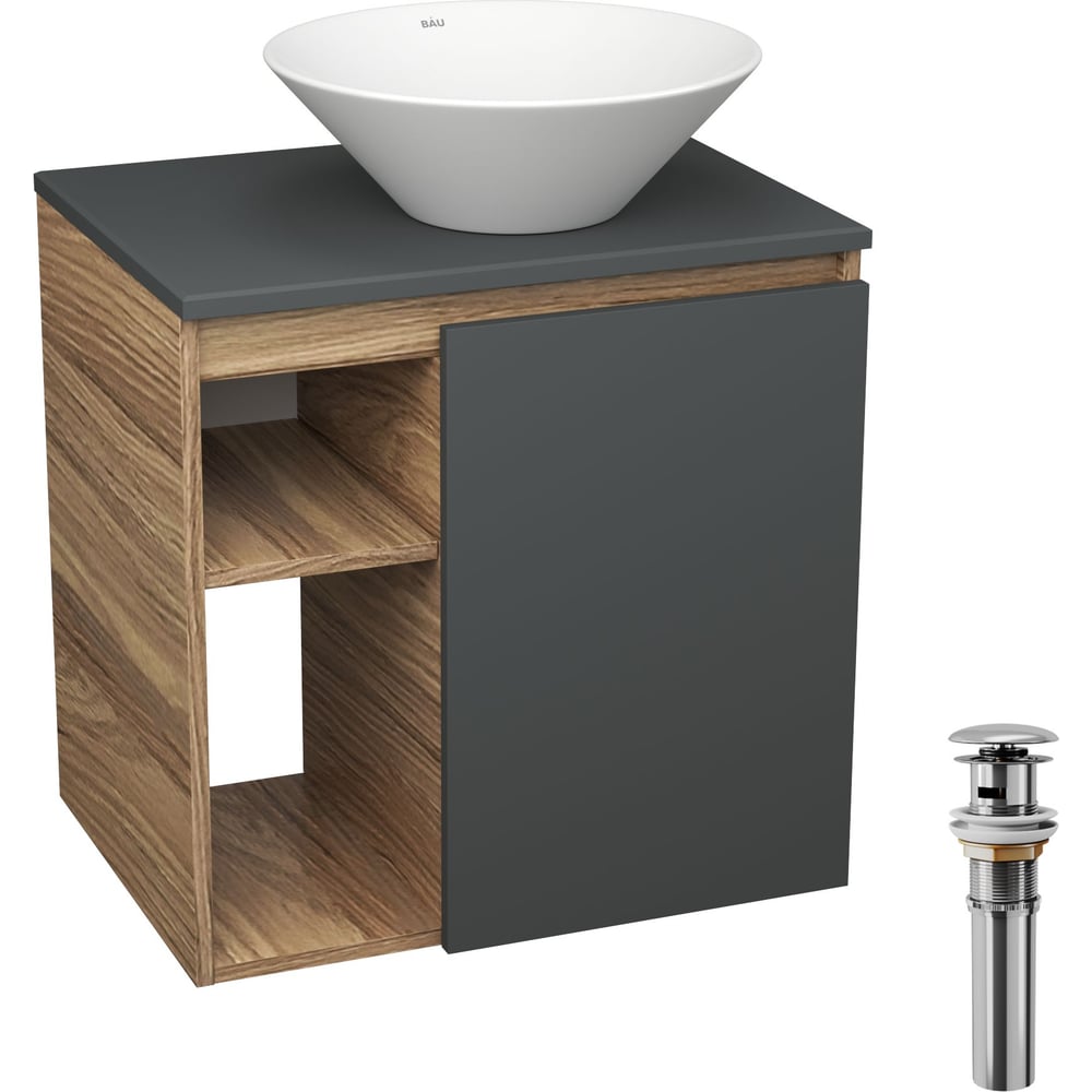 Изображение товара Тумба под раковину Bauedge Bau Dream Blackwood 60 правая графит