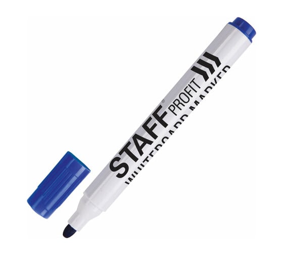 Изображение товара Маркер 12 шт в упаковке Staff стираемый для белой доски СИНИЙ PROFIT 25 мм  151645