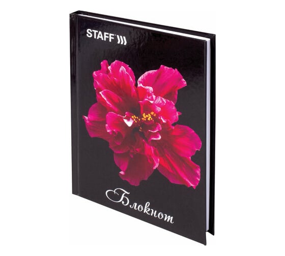 Изображение товара Блокнот 20 шт в упаковке Staff МАЛЫЙ ФОРМАТ 110х147мм А6 80л твердый клетка Красный цветок на черном  127212