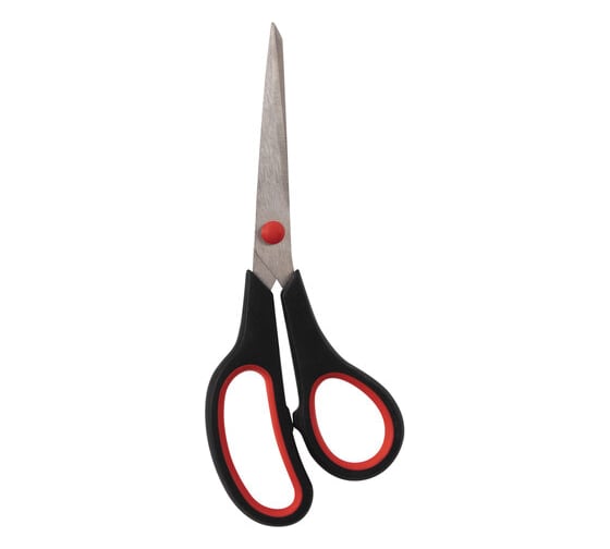 Изображение товара Ножницы 12 шт в упаковке Staff EVERYDAY 195 мм бюджет резиновые вставки черно-красные ПВХ чехол  237499