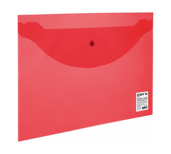 Изображение товара Папка-конверт 25 шт в упаковке Staff с кнопкой  А4 до 100 л прозрачная красная 012 мм  225172