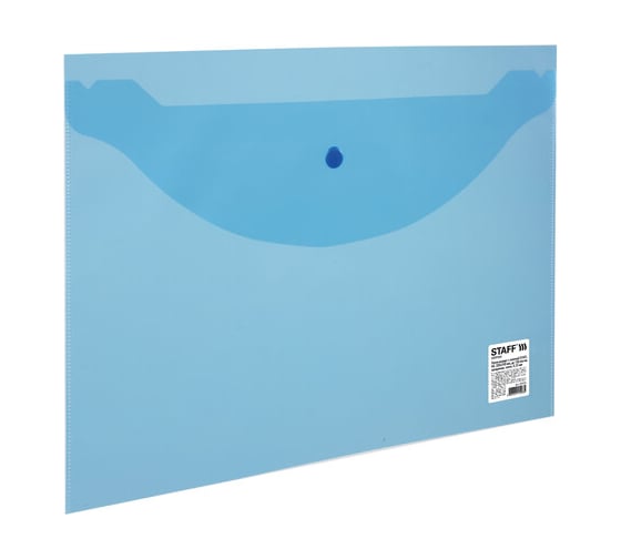 Изображение товара Папка-конверт 25 шт в упаковке Staff с кнопкой  А4 до 100 л прозрачная синяя 012 мм  224623
