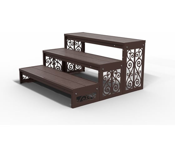 Изображение товара Крыльцо к дому АрсеналЪ 3 ступени Классика ДПК (уличная лестница, приступок, входная лестница) серия ARSENAL AVANT мод. AR18V4138H9-06